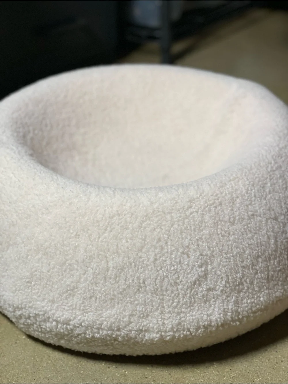 Tuft + Paw Plush Cream Round Sherpa “The Puff” Cat Bed